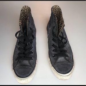 Converse black leather high tops